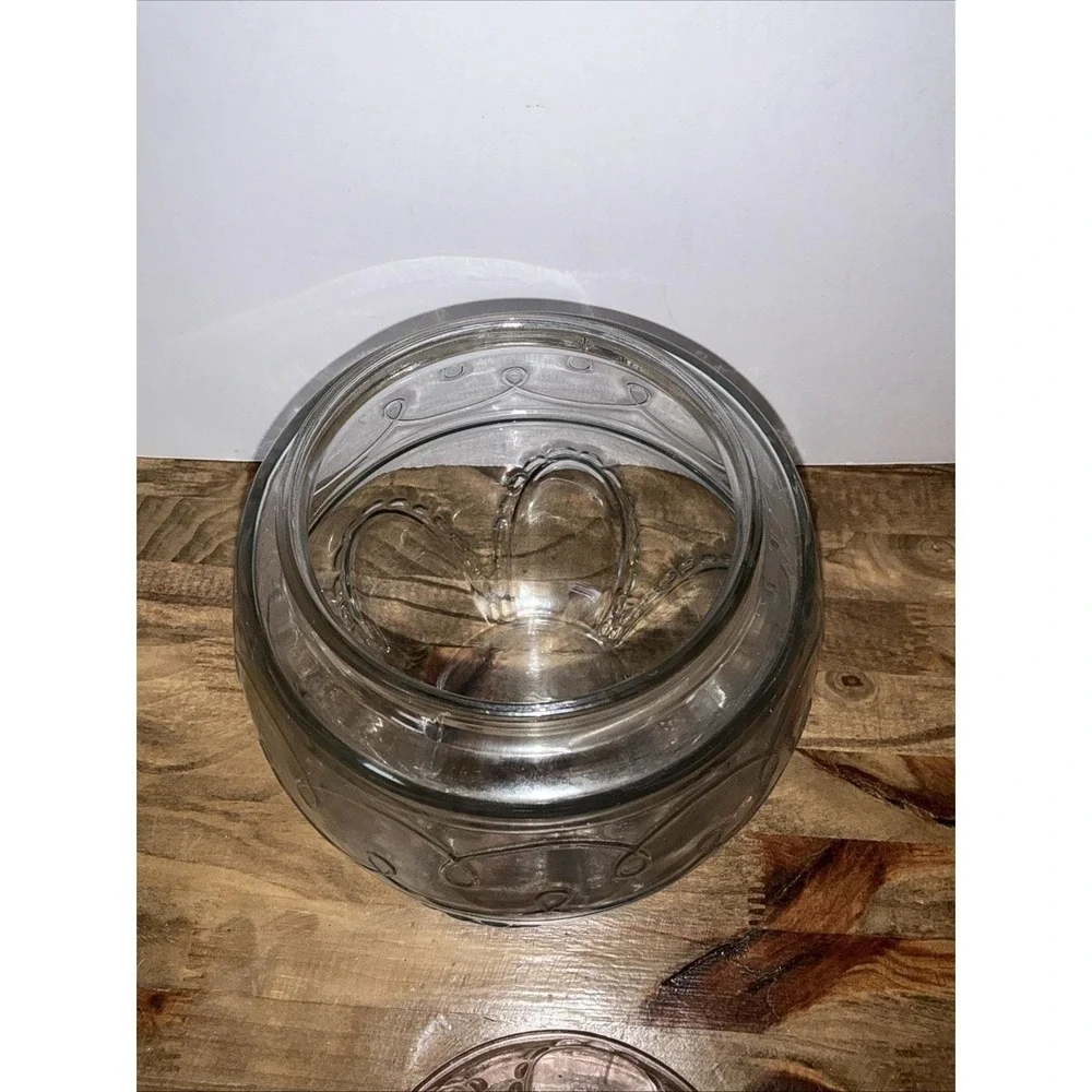 Vintage Anchor Hocking Glass Large Easter Egg Canister Jar Bow Cookie Jar